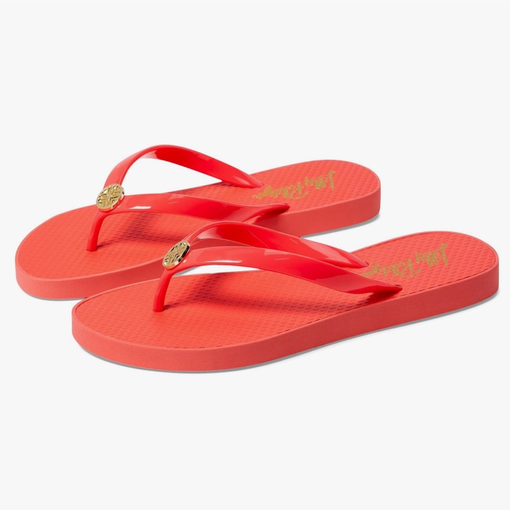 Clear Out Price! Lilly Pulitzer POOL Flip Flop Mizner Red ❤️🌟🏝️